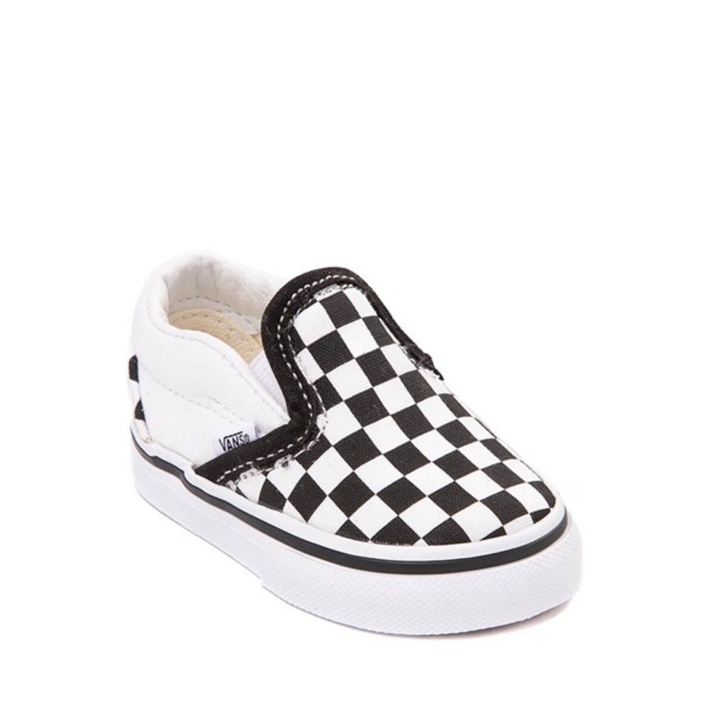 Vans Kids Checkered Slip-On Shoes - Black and White